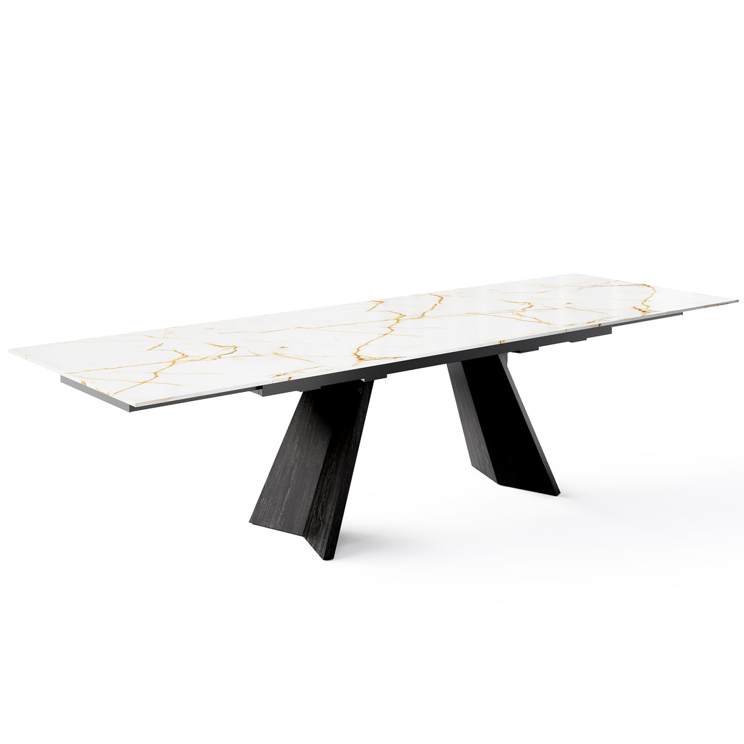 Icaro Dining Table Extendable Matt Black Golden Statuary Marble  Calligaris   