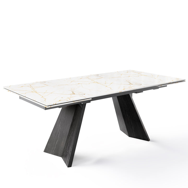 Icaro Dining Table Extendable Matt Black Golden Statuary Marble  Calligaris   