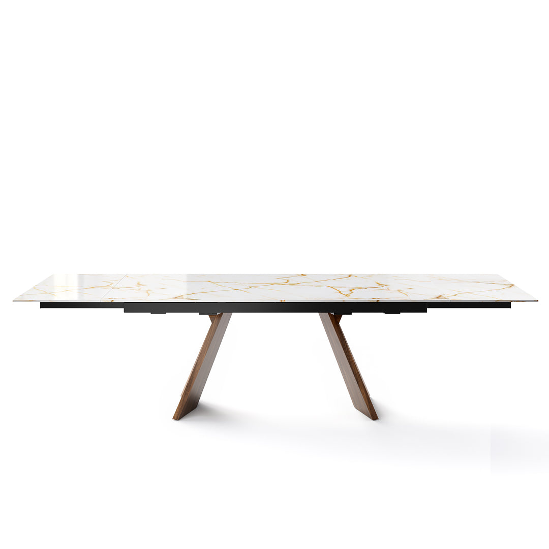 Icaro Dining Table Extendable Canaletto Walnut Golden Statuary Marble  Calligaris   