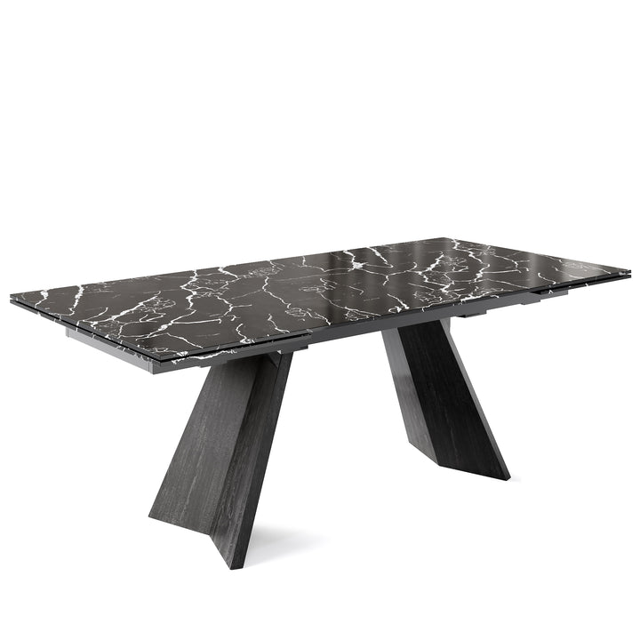 Icaro Dining Table Extendable Matt Black Black Statuary Marble  Calligaris   