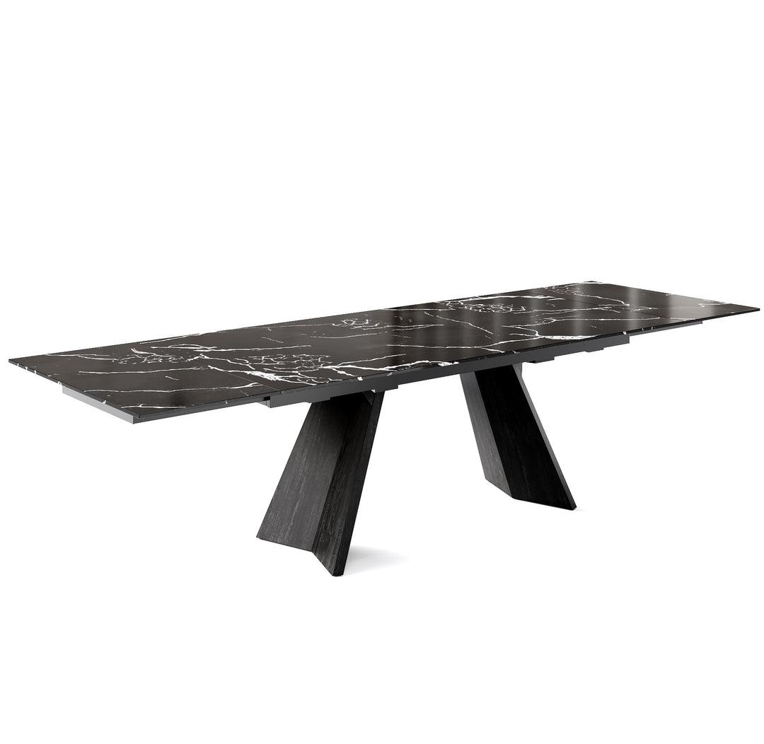 Icaro Dining Table Extendable Matt Black Black Statuary Marble  Calligaris   
