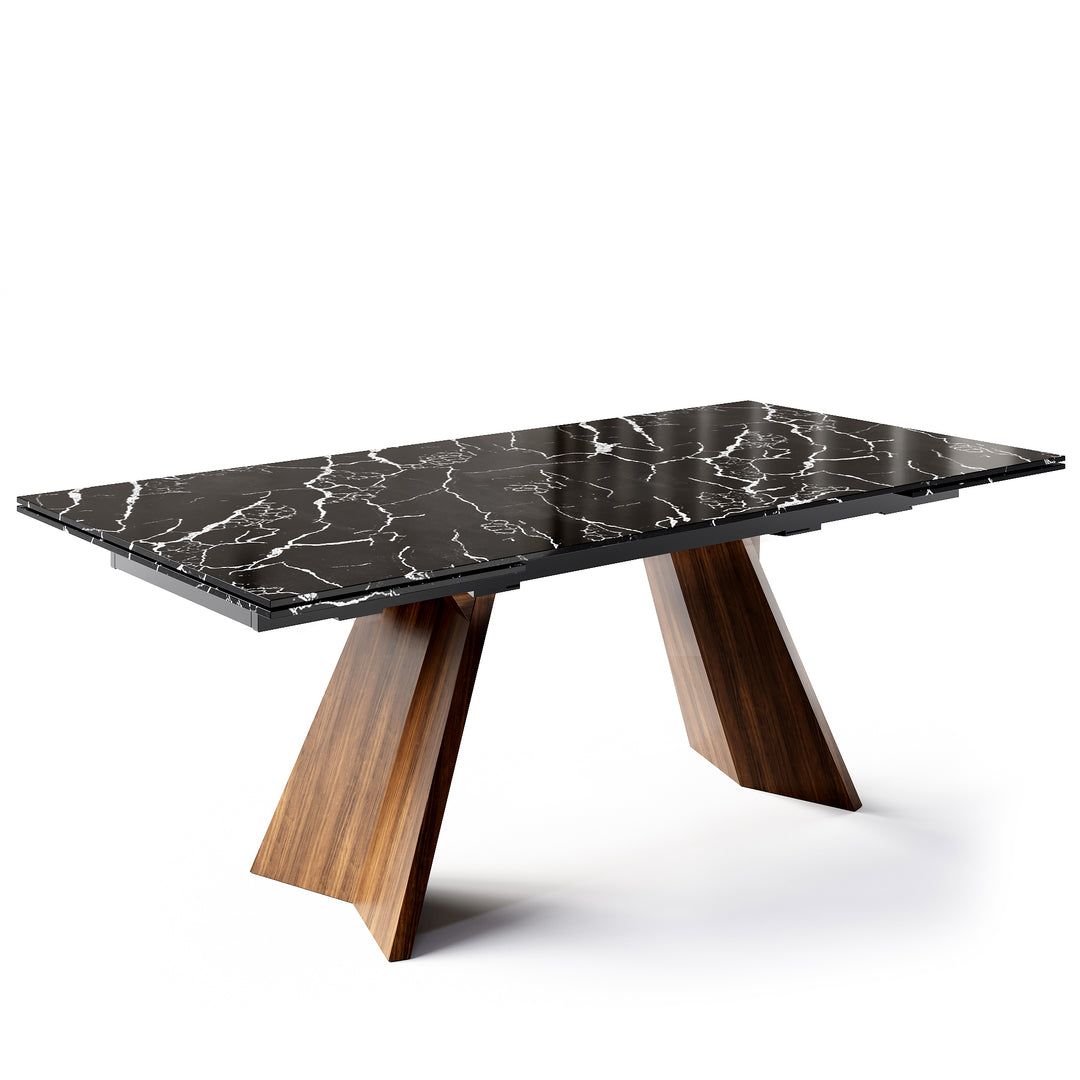 Icaro Dining Table Extendable Canaletto Walnut Black Statuary Marble  Calligaris   