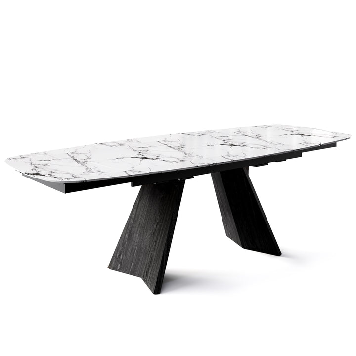Icaro Dining Table Extendable Matt Black White Marble Calligaris