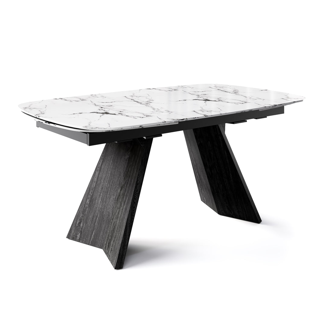 Icaro Dining Table Extendable Matt Black White Marble Calligaris