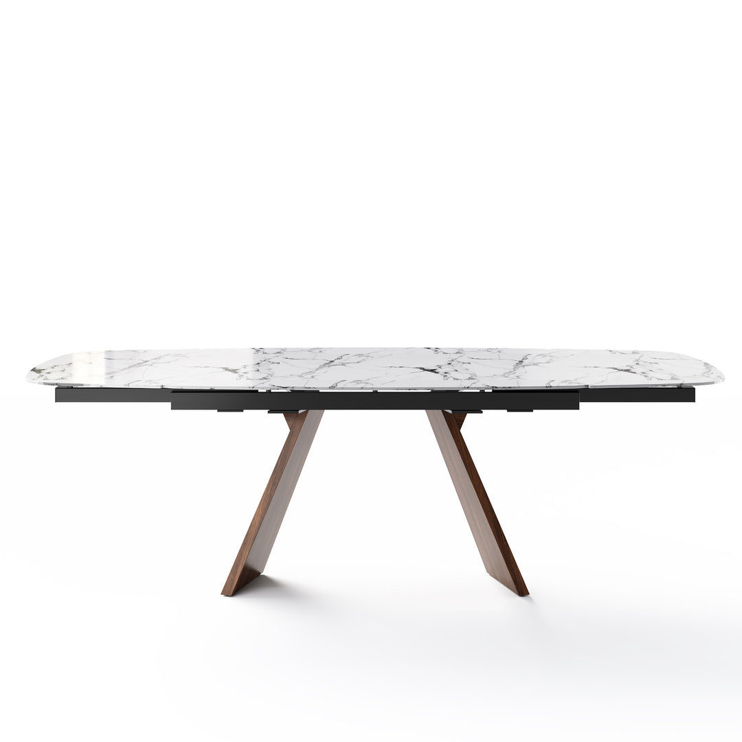 Icaro Dining Table Extendable Canaletto Walnut White Marble Calligaris