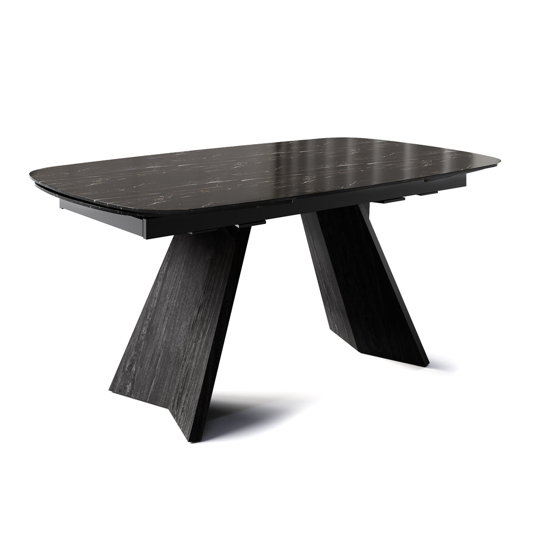 Icaro Dining Table Extendable Matt Black Calacatta Black Marble Calligaris