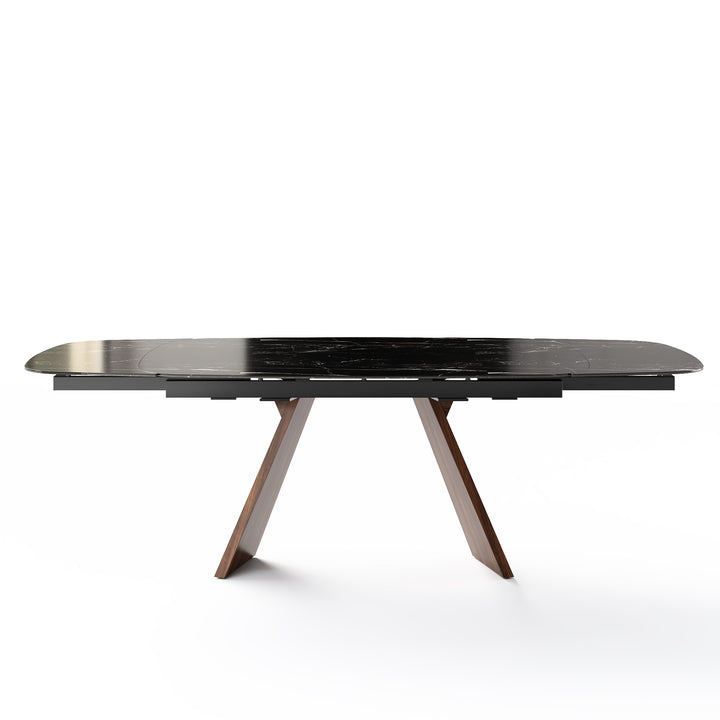 Icaro Dining Table Extendable Canaletto Walnut Calacatta Black Marble Calligaris
