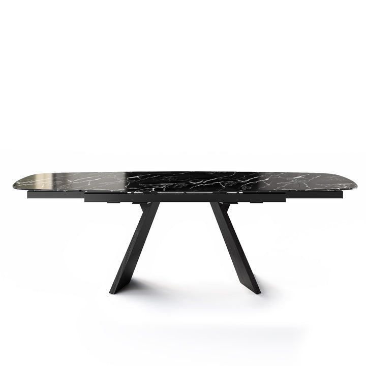 Icaro Dining Table Extendable Matt Black Black Statuary Marble Calligaris