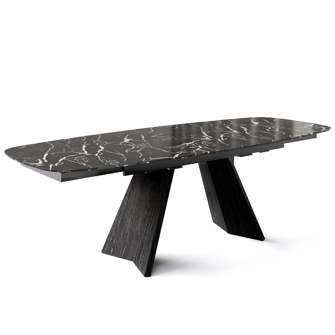 Icaro Dining Table Extendable Matt Black Black Statuary Marble Calligaris