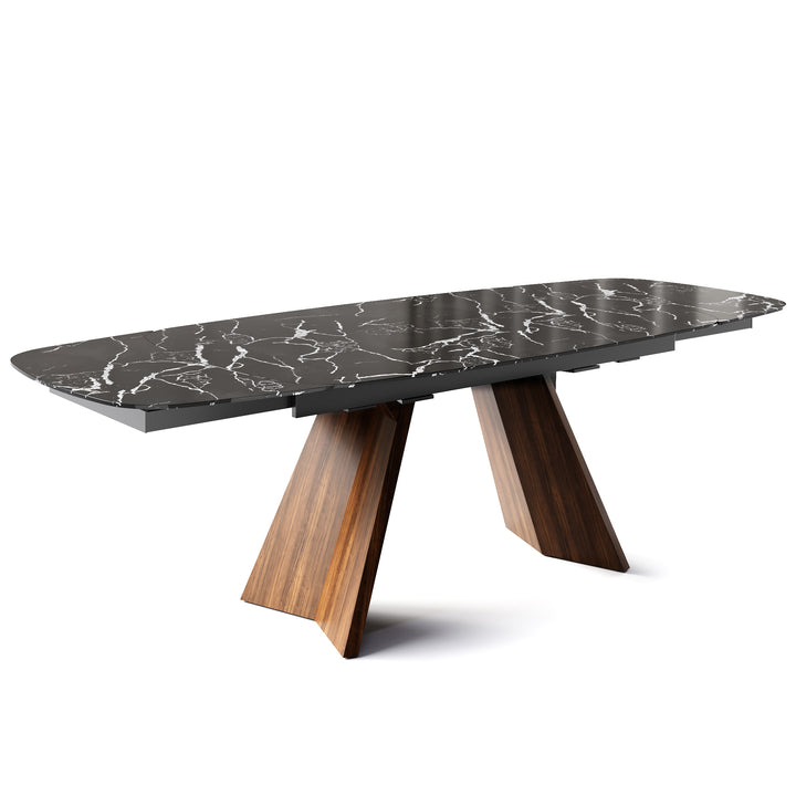 Icaro Dining Table Extendable Canaletto Walnut Black Statuary Marble Calligaris