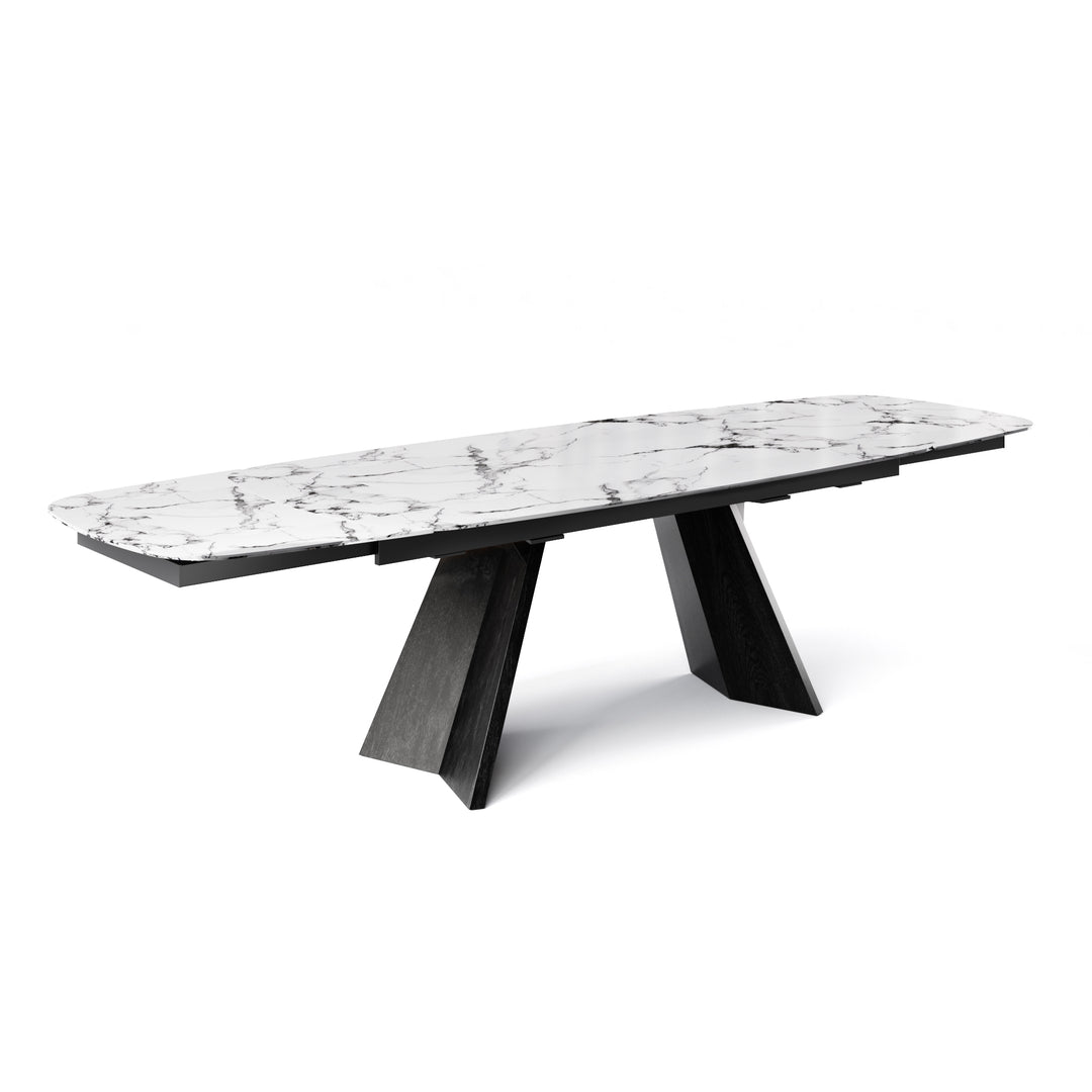Icaro Dining Table  Extendable Matt Black White Marble  Calligaris   