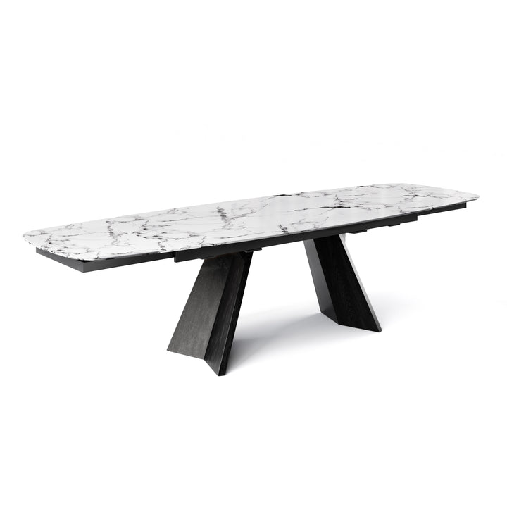 Icaro Dining Table  Extendable Matt Black White Marble  Calligaris   