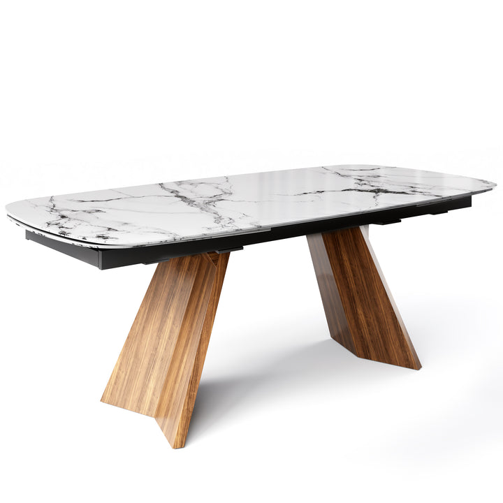 Icaro Dining Table Canaletto Walnut White Marble  Calligaris   