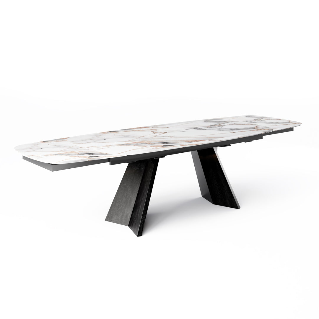 Icaro Extendable Dining Table with Marble and Ceramic Top Options Calligaris Calacatta Paonazzo Marble Matt Black 78 3/4 inches x 30 inches