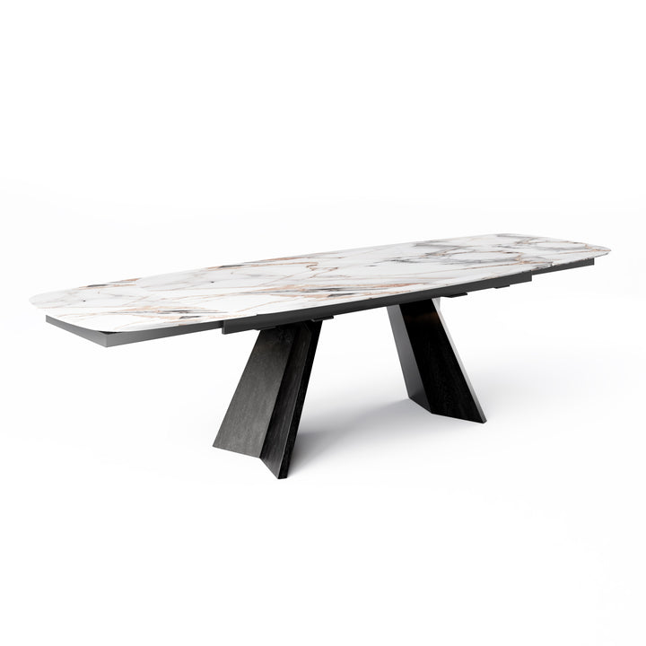 Icaro Extendable Dining Table with Marble and Ceramic Top Options Calligaris Calacatta Paonazzo Marble Matt Black 78 3/4 inches x 30 inches