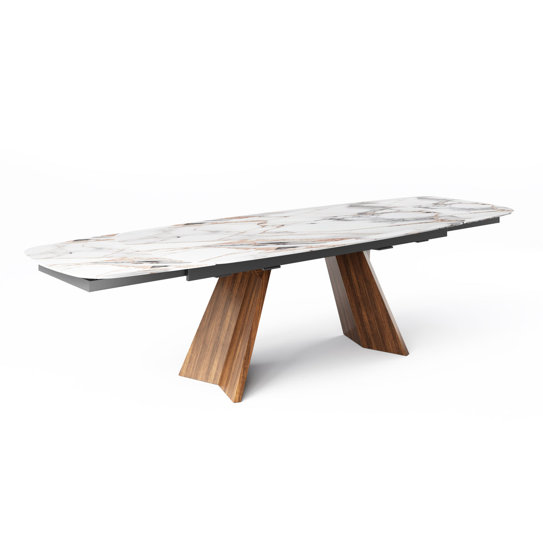 Icaro Extendable Dining Table with Marble and Ceramic Top Options Calligaris Calacatta Paonazzo Marble Canaletto Walnut 78 3/4 inches x 30 inches