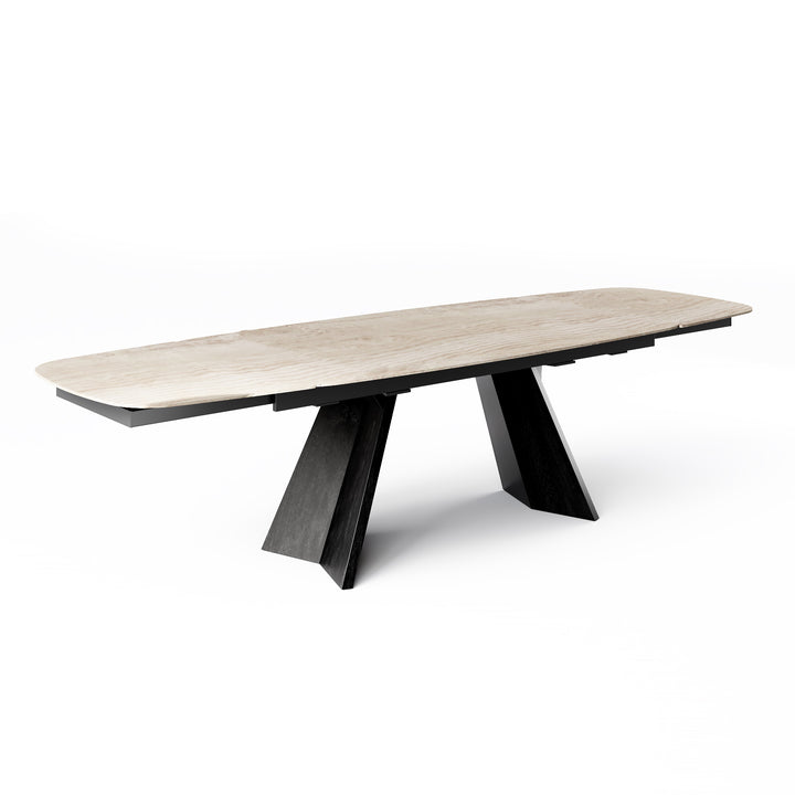 Icaro Extendable Dining Table with Marble and Ceramic Top Options Calligaris White Travertino Matt Black 78 3/4 inches x 30 inches