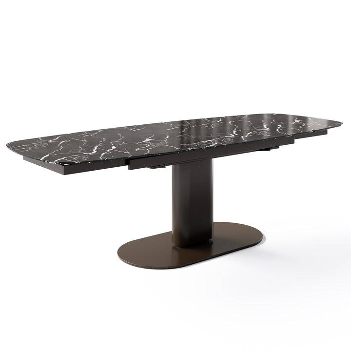 Cameo Dining Table Extendable Matt Bronze Black Statuary Marble Calligaris