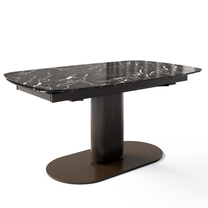 Cameo Dining Table Extendable Matt Bronze Black Statuary Marble Calligaris