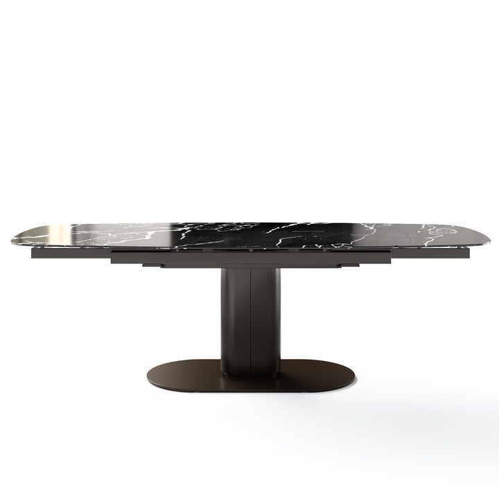 Cameo Dining Table Extendable Matt Bronze Black Statuary Marble Calligaris