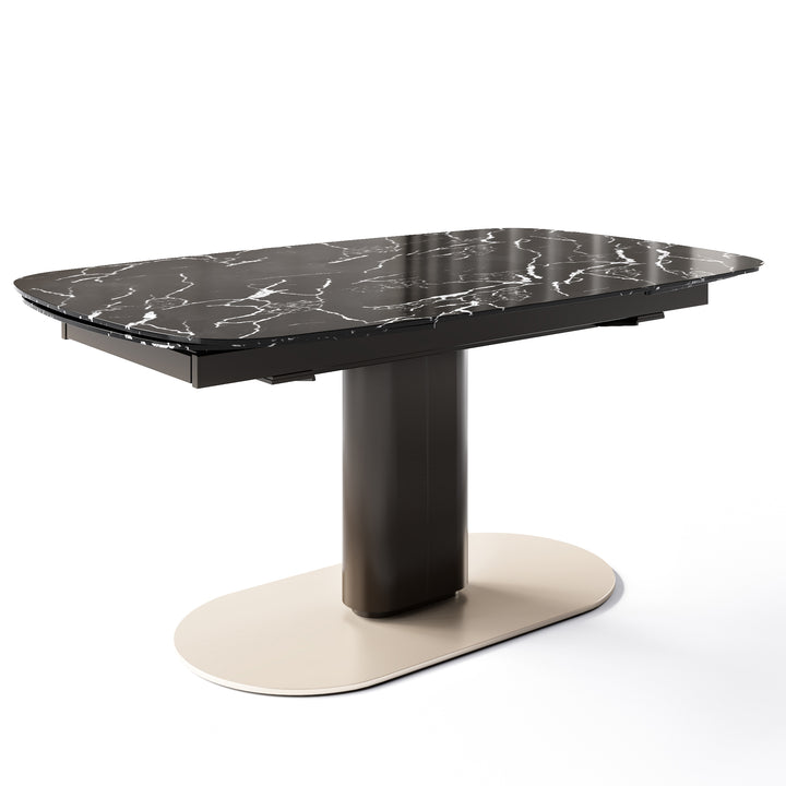 Cameo Dining Table Extendable Matt Bronze Matt Pearl Beige Black Statuary Marble Calligaris