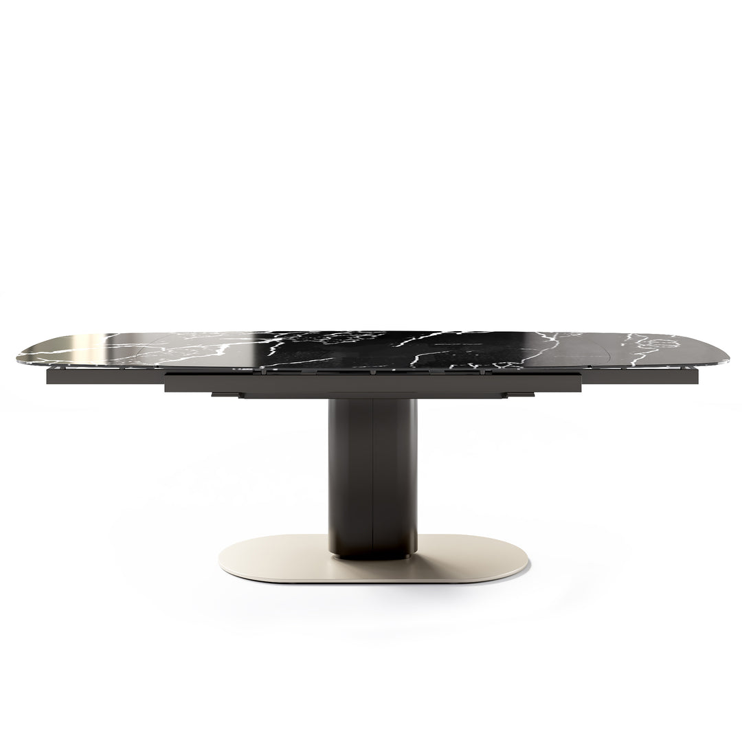 Cameo Dining Table Extendable Matt Bronze Matt Pearl Beige Black Statuary Marble Calligaris