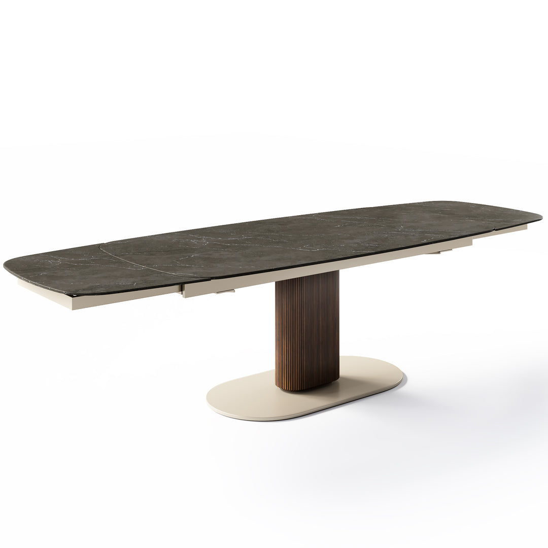 Cameo Dining Table Extendable Canaletto Walnut Matt Pearl Beige Bronze Calligaris