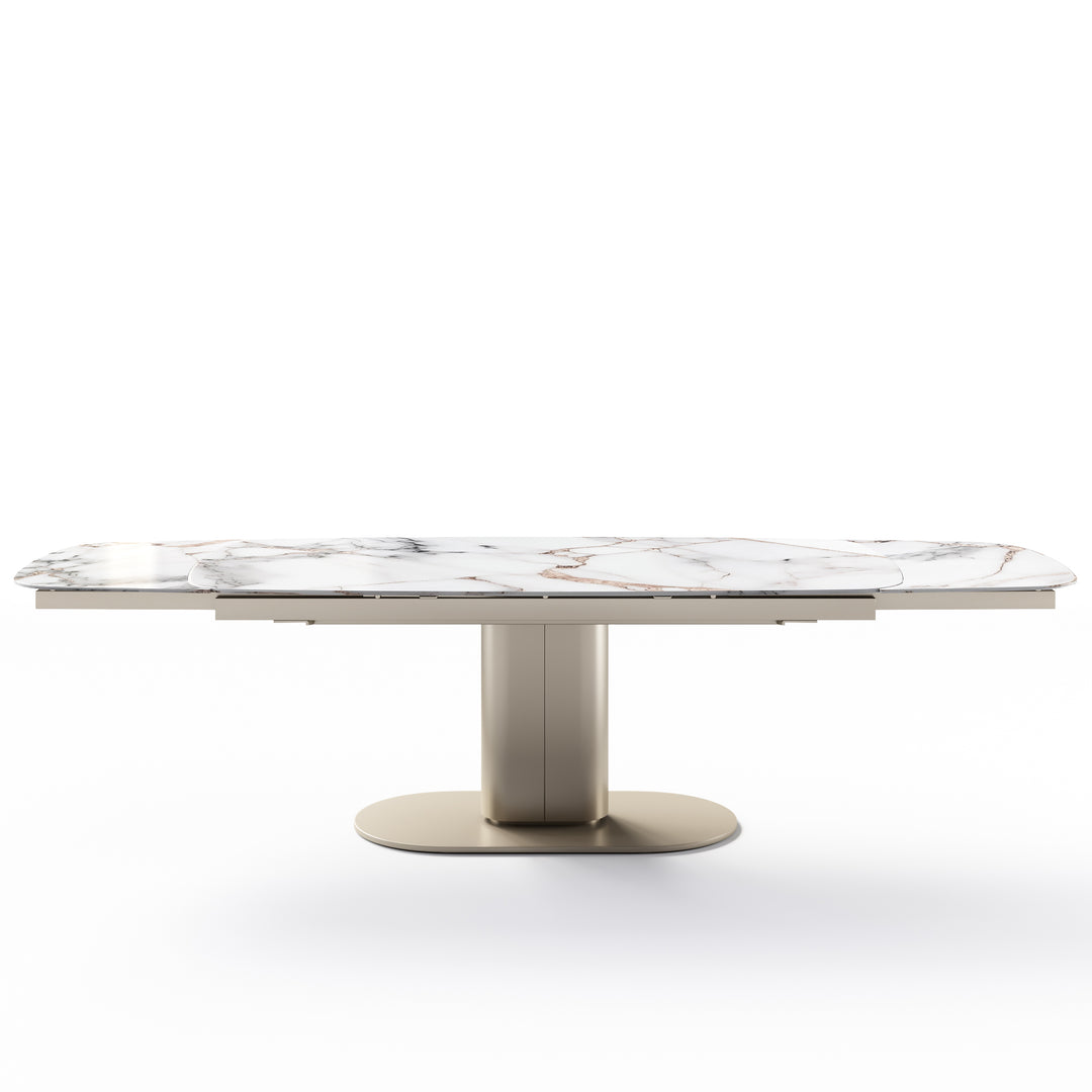 Cameo Dining Table Extendable Matt Pearl Beige Calacatta Paonazzo Marble Calligaris
