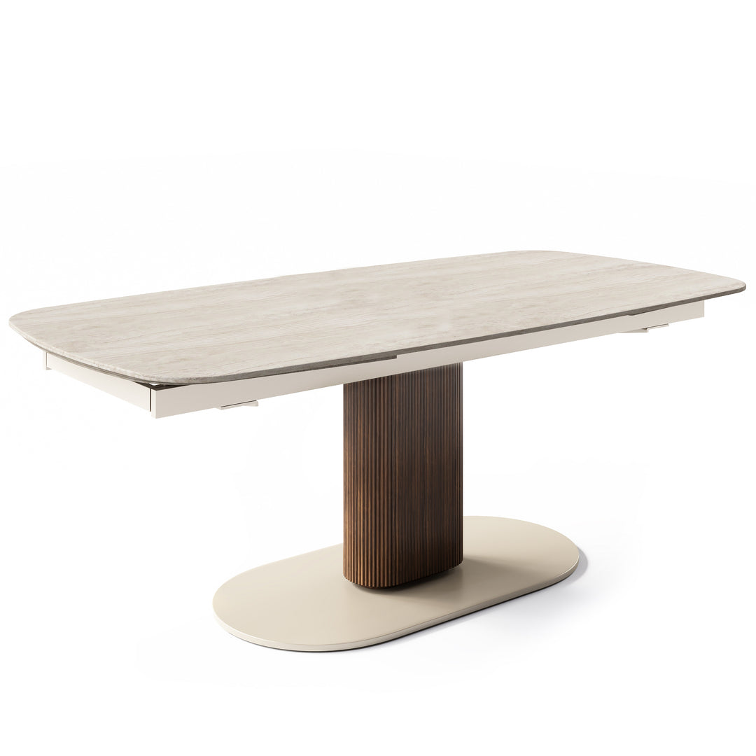 Cameo Dining Table Extendable Canaletto Walnut Matt Pearl Beige White Travertino Calligaris