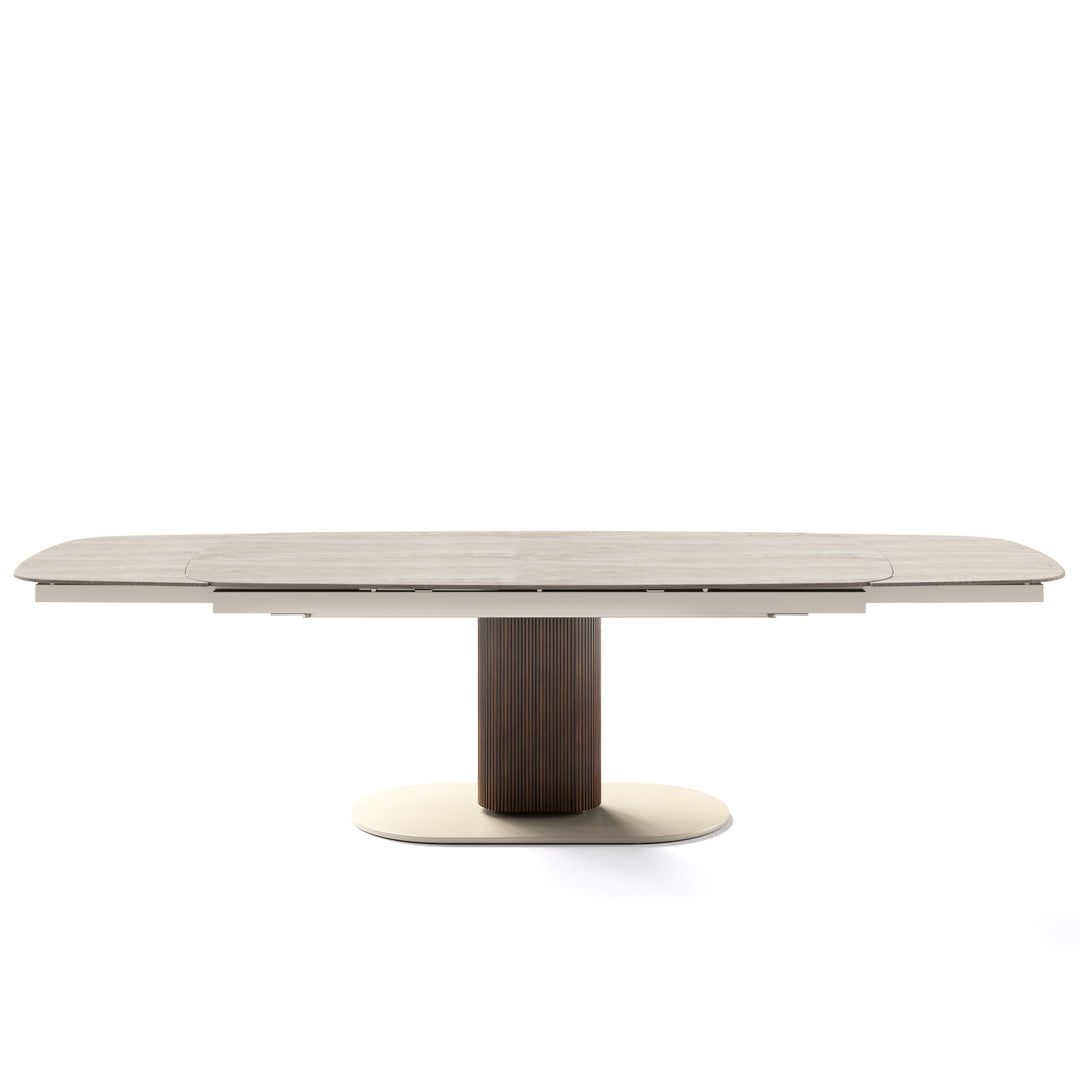 Cameo Dining Table Extendable Canaletto Walnut Matt Pearl Beige White Travertino Calligaris
