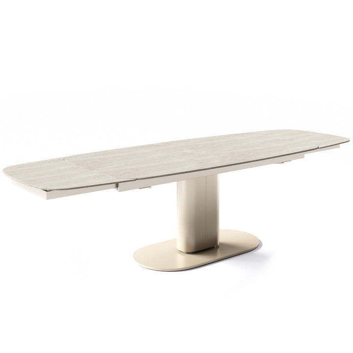 Cameo Dining Table Extendable Matt Pearl Beige White Travertino Calligaris