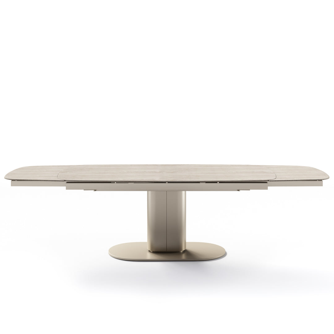Cameo Dining Table Extendable Matt Pearl Beige White Travertino Calligaris