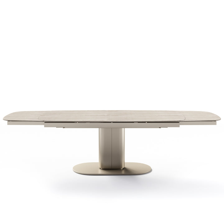 Cameo Dining Table Extendable Matt Pearl Beige White Travertino Calligaris