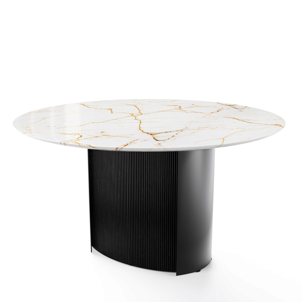 Yoroi Round Dining Table Matt Black base Calligaris