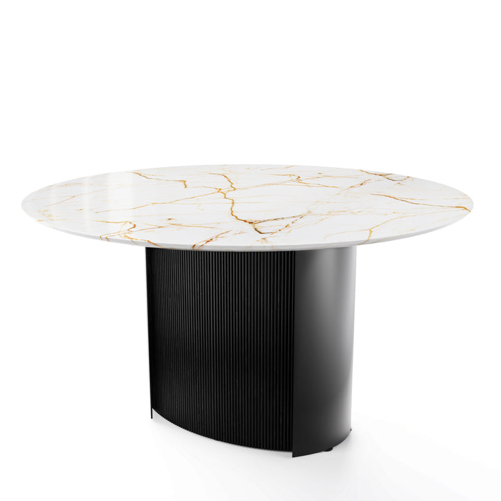 Yoroi Round Dining Table Matt Black base Calligaris