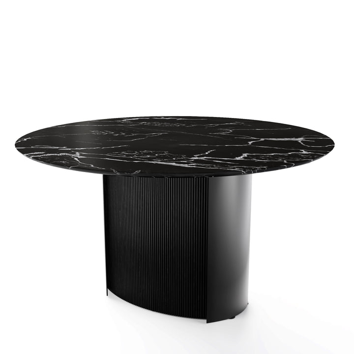 Yoroi Round Dining Table Matt Black base Calligaris Black Statuary Marble
