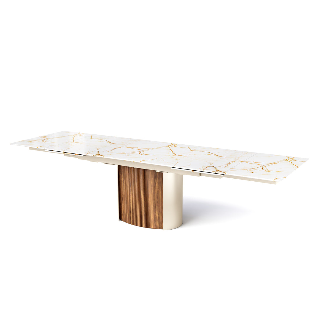 Yoroi Extendable Dining Table Matt Pearl Beige Calligaris Rectangle Golden Statuary Marble