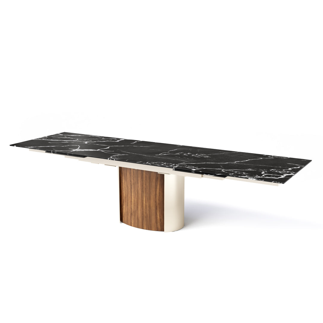 Yoroi Extendable Dining Table Matt Pearl Beige Calligaris Rectangle Black Statuary Marble