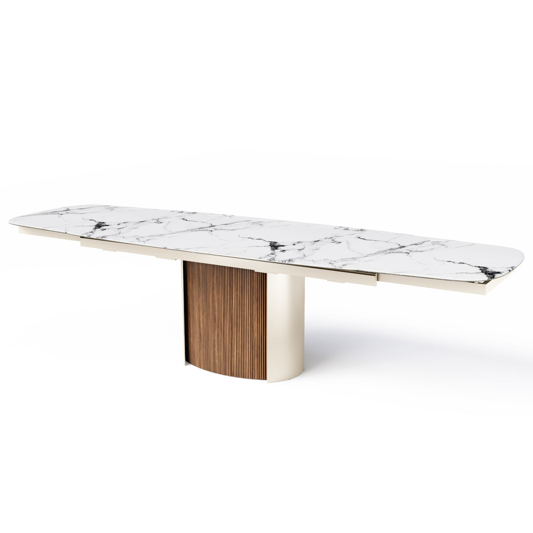 Yoroi Extendable Dining Table Matt Pearl Beige Calligaris Barrel White Marble