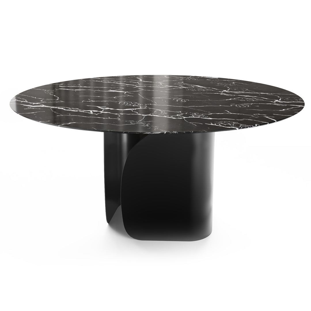 Twins Round Dining Table with Your Choice of Top Calligaris Ceramic Glass Black Statuary Marble Matt Black
