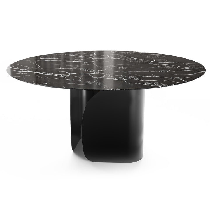 Twins Round Dining Table with Your Choice of Top Calligaris Ceramic Glass Black Statuary Marble Matt Black
