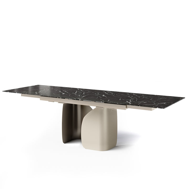 Twins Extendable Dining Matt Pearl Beige Calligaris Black Statuary Marble 78 3/4"