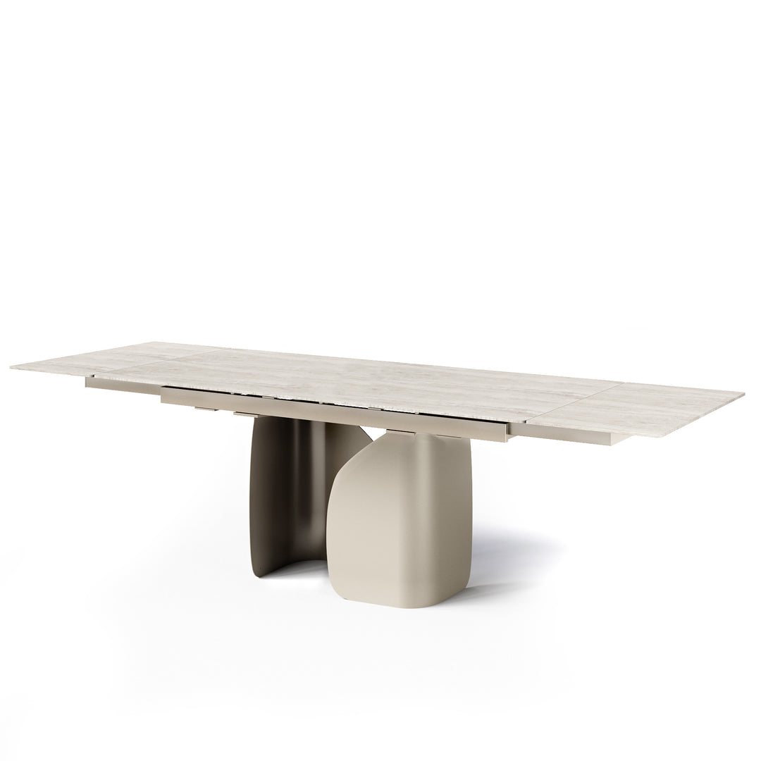 Twins Extendable Dining Matt Pearl Beige Calligaris White Travertino 78 3/4"