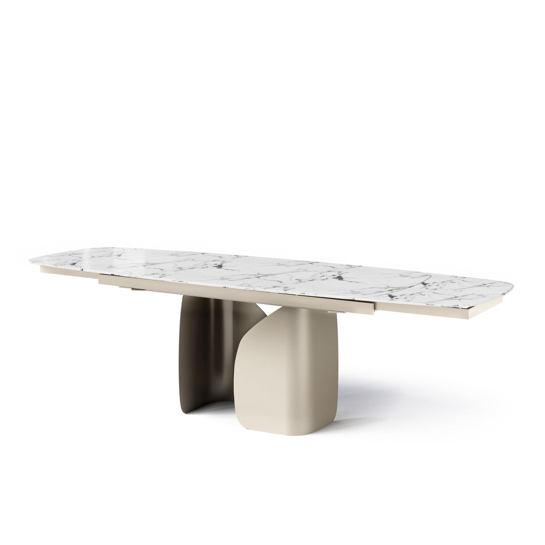 Twins Extendable Dining Matt Pearl Beige Calligaris White Marble 78 3/4"