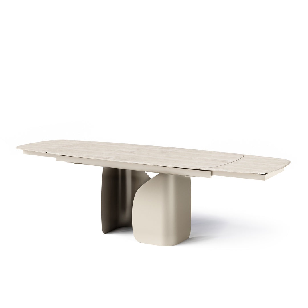 Twins Extendable Dining Matt Pearl Beige Calligaris White Travertino Barrel shaped 78 3/4"