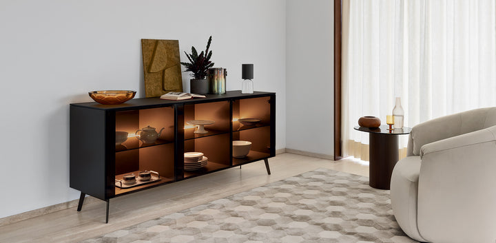 Universal 3 Glass Door Sideboard LED Calligaris