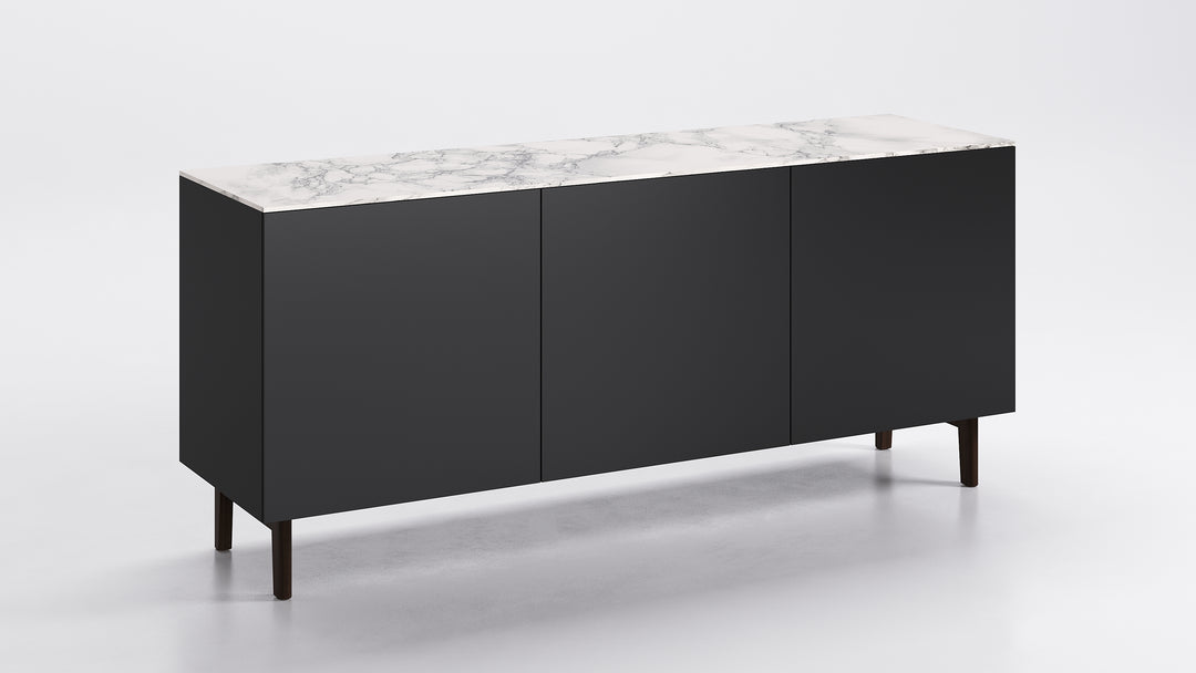 Universal 3 Doors Sideboard Ebony Silk White Marble Calligaris