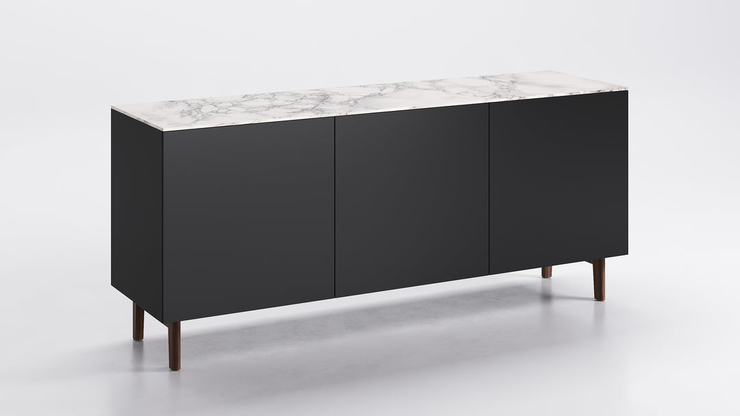 Universal 3 Doors Sideboard Ebony Silk White Marble Calligaris