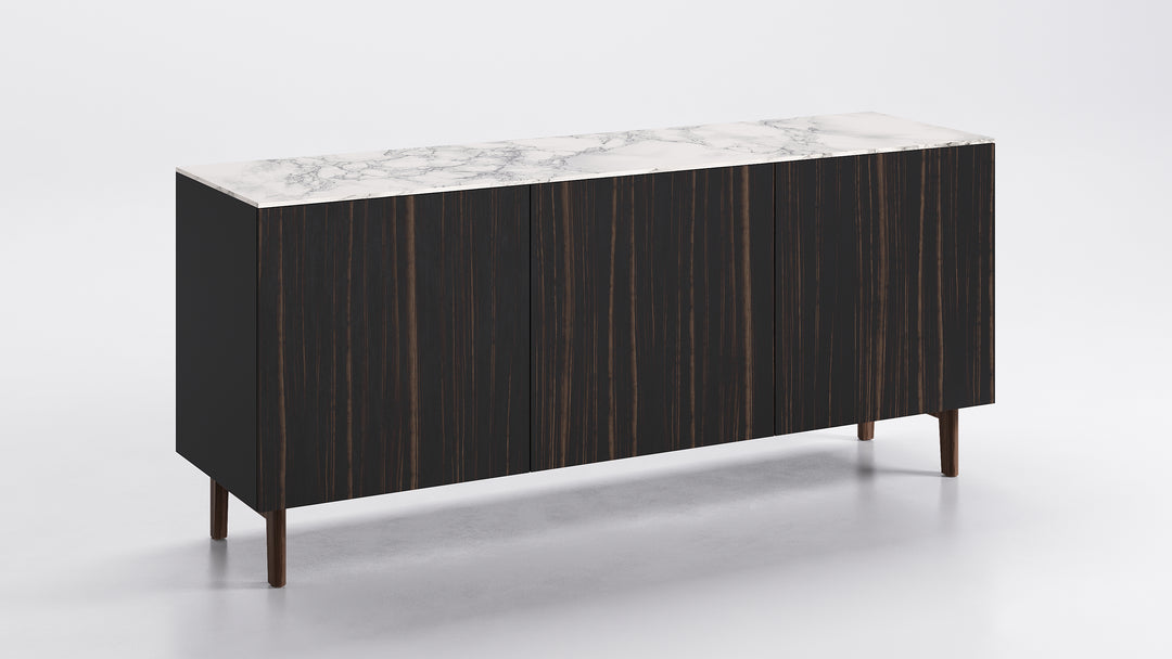 Universal 3 Doors Sideboard Ebony Silk White Marble Calligaris