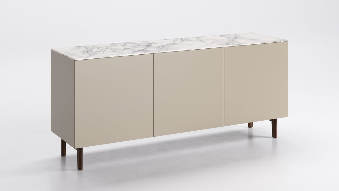 Universal 3 Doors Sideboard Ebony Silk White Marble Calligaris